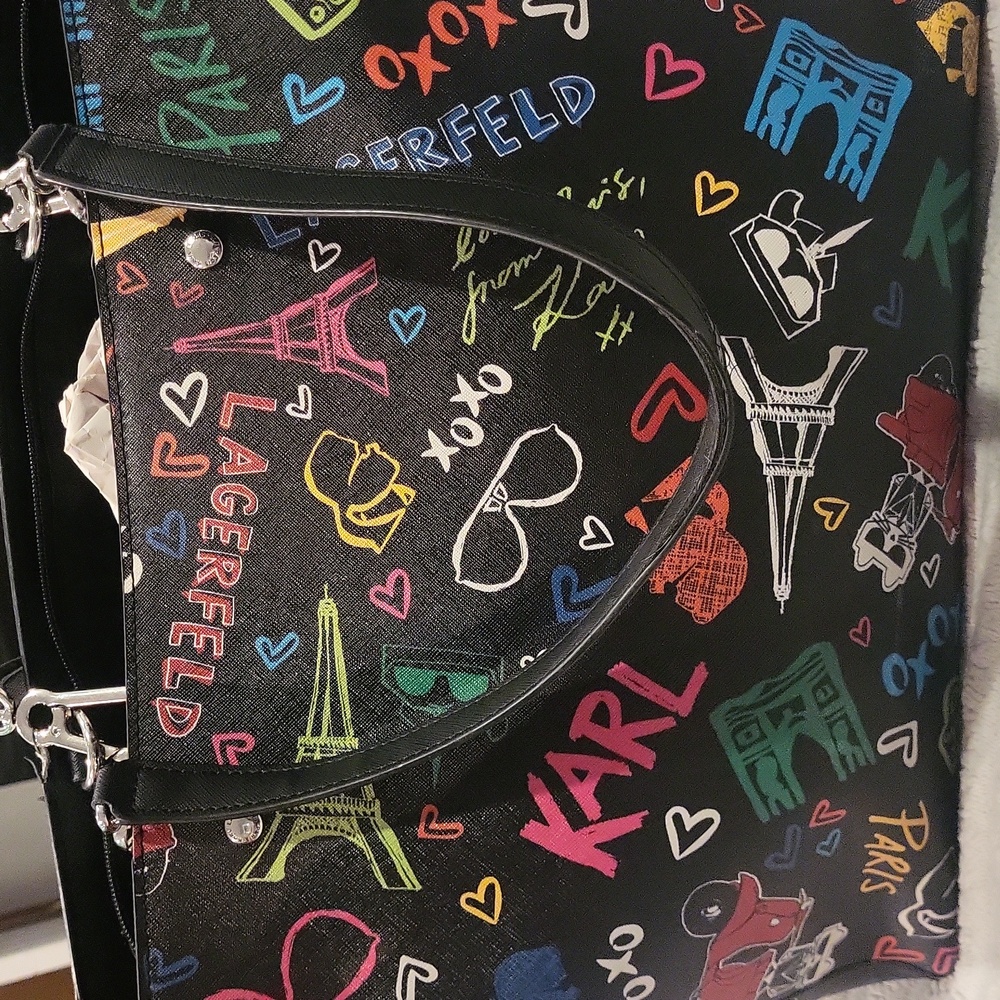 Karl Lagerfeld Black Multi Color Tote - Picture 16 of 16
